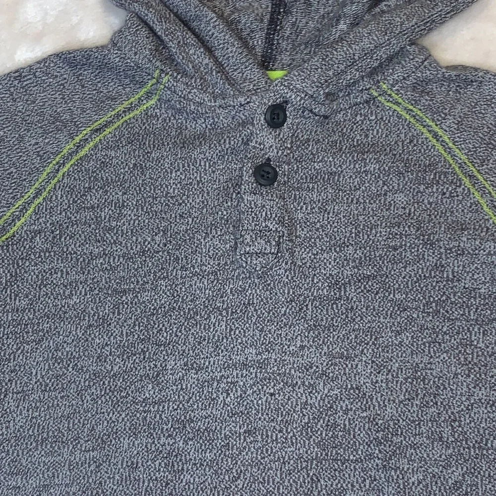 Gymboree Boys Gray Neon Green Hood Sweater 18-24